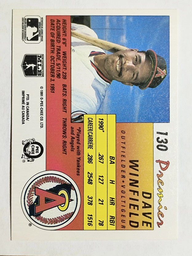 1991 O-Pee-Chee Premier #130 Dave Winfield