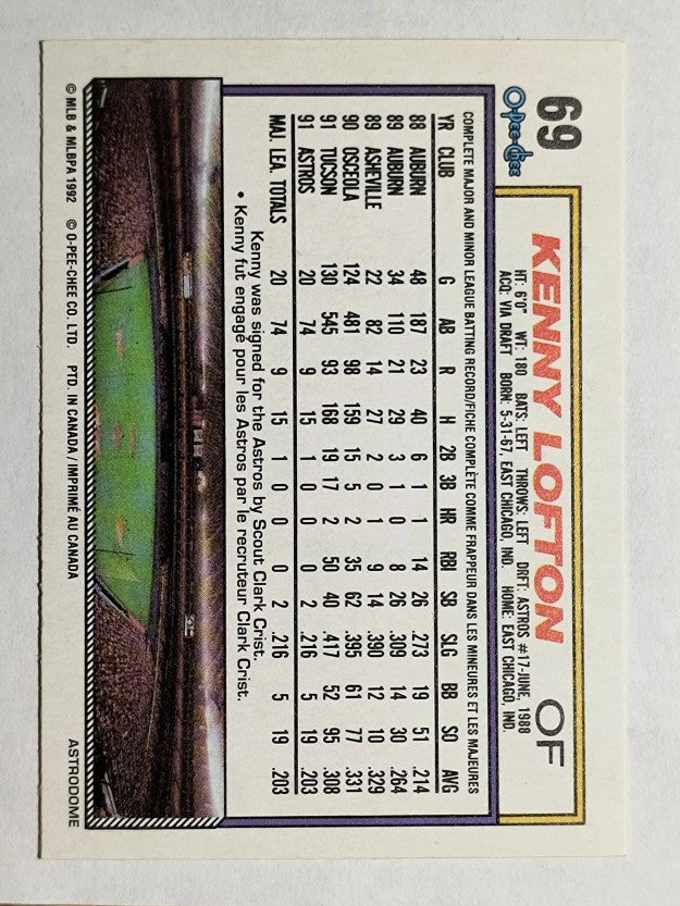 1992 O-Pee-Chee #69 Kenny Lofton