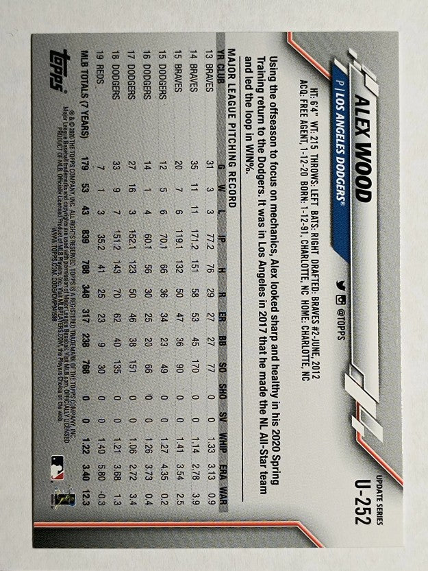 2020 Topps Update #U252 Alex Wood