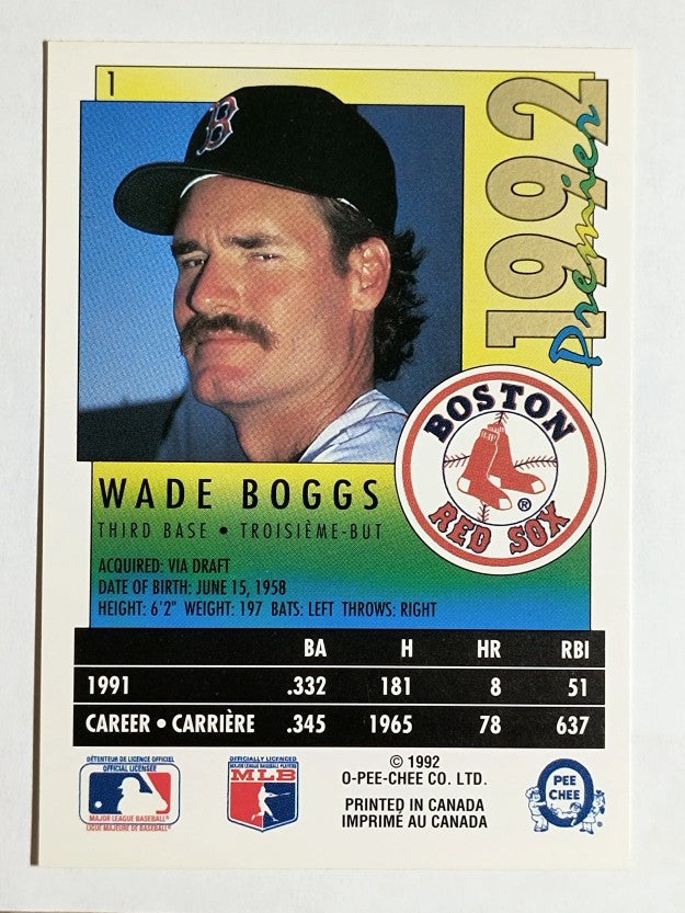 1992 O-Pee-Chee Premier #1 Wade Boggs