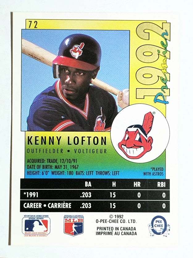 1992 O-Pee-Chee Premier #72 Kenny Lofton