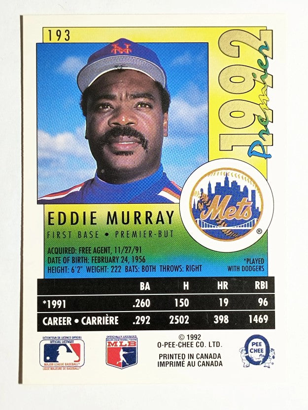 1992 O-Pee-Chee Premier #193 Eddie Murray