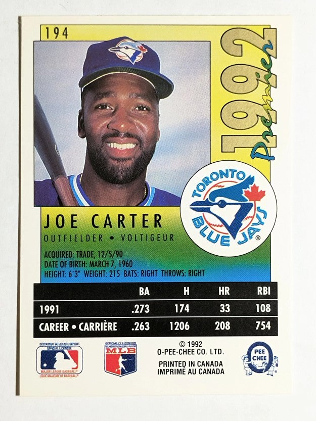 1992 O-Pee-Chee Premier #194 Joe Carter