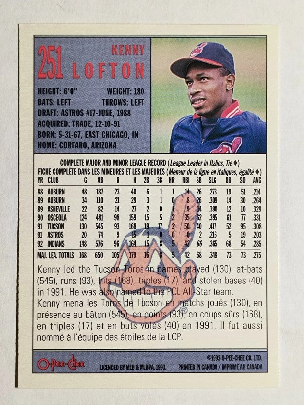 1993 O-Pee-Chee #251 Kenny Lofton