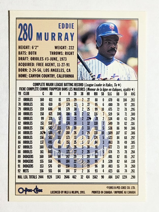 1993 O-Pee-Chee #280 Eddie Murray