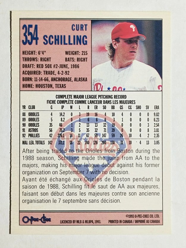 1993 O-Pee-Chee #354 Curt Schilling