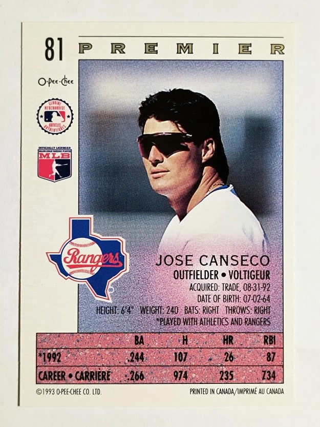 1993 O-Pee-Chee Premier #81 Jose Canseco