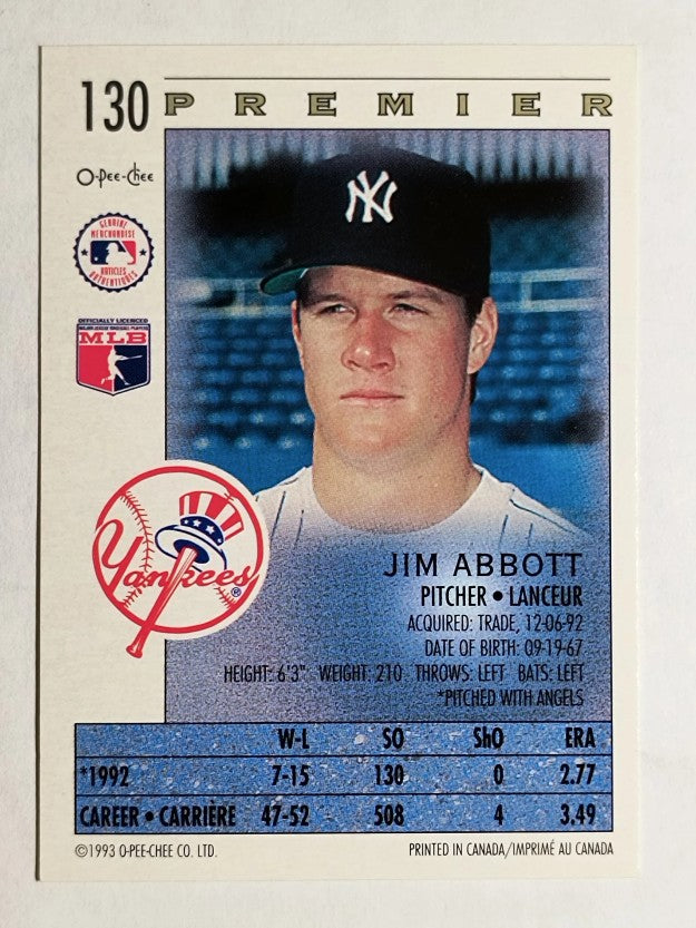 1993 O-Pee-Chee Premier #130 Jim Abbott