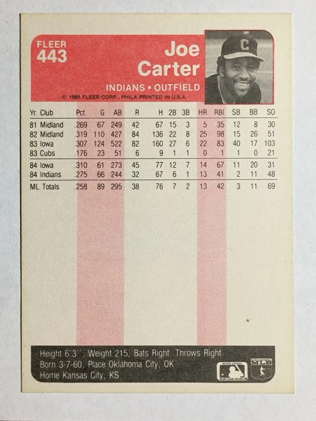 1985 Fleer #443 Joe Carter