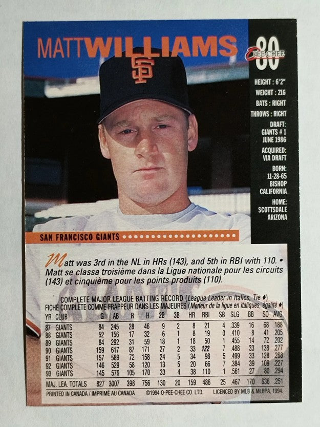 1994 O-Pee-Chee #80 Matt Williams