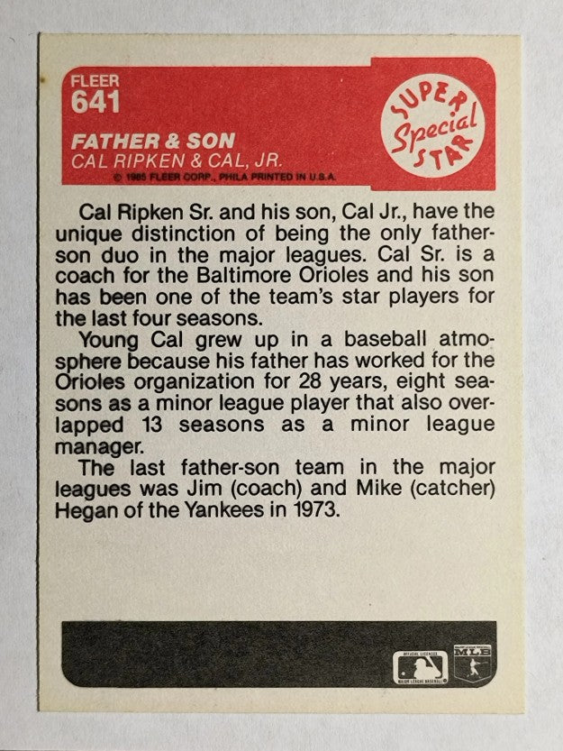 1985 Fleer #641 Cal Ripken Jr./Cal Ripken Sr.