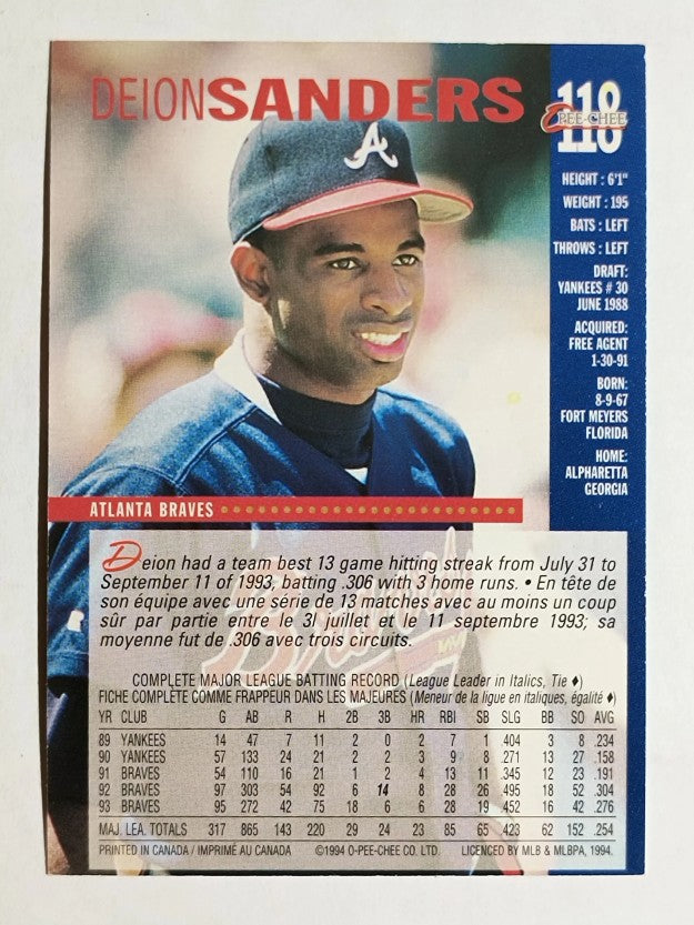 1994 O-Pee-Chee #118 Deion Sanders