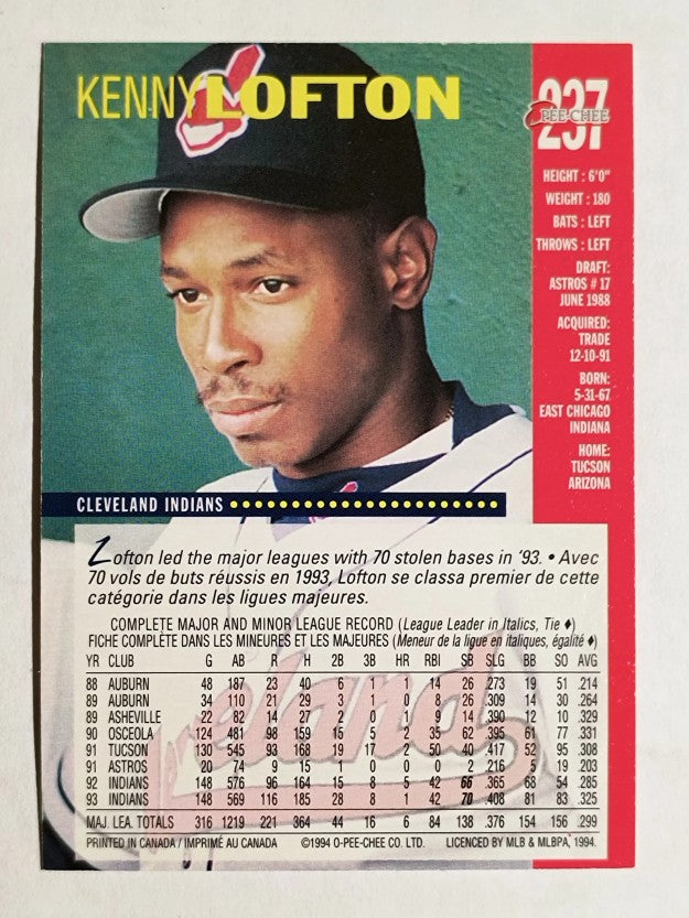 1994 O-Pee-Chee #237 Kenny Lofton