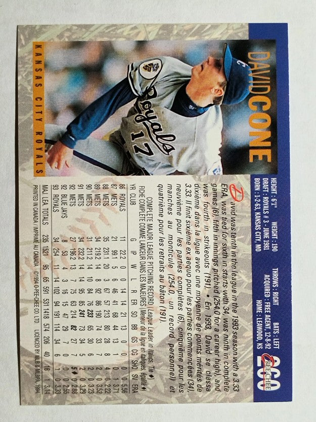 1994 O-Pee-Chee #260 David Cone