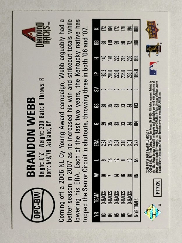 2008 Upper Deck O-Pee-Chee #BW Brandon Webb