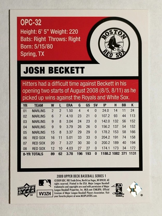 2009 Upper Deck O-Pee-Chee #OPC32 Josh Beckett