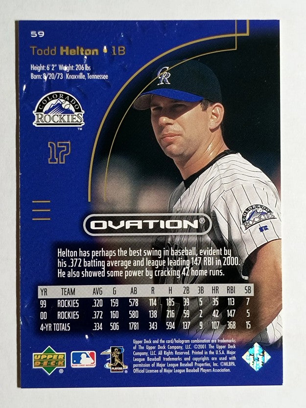 2001 Upper Deck Ovation #59 Todd Helton