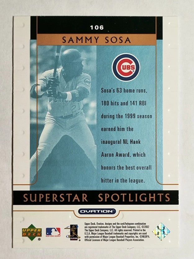 2002 Upper Deck Ovation #106 Sammy Sosa SS