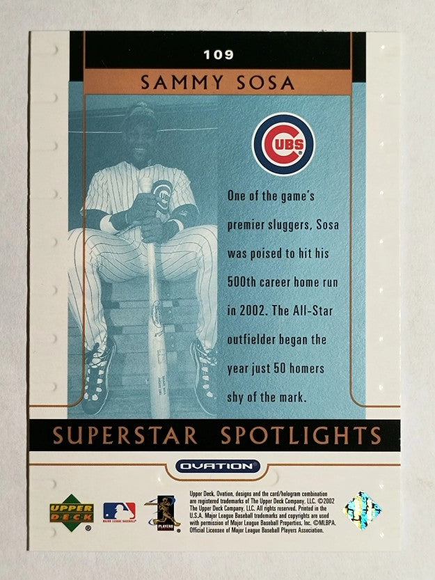 2002 Upper Deck Ovation #109 Sammy Sosa SS
