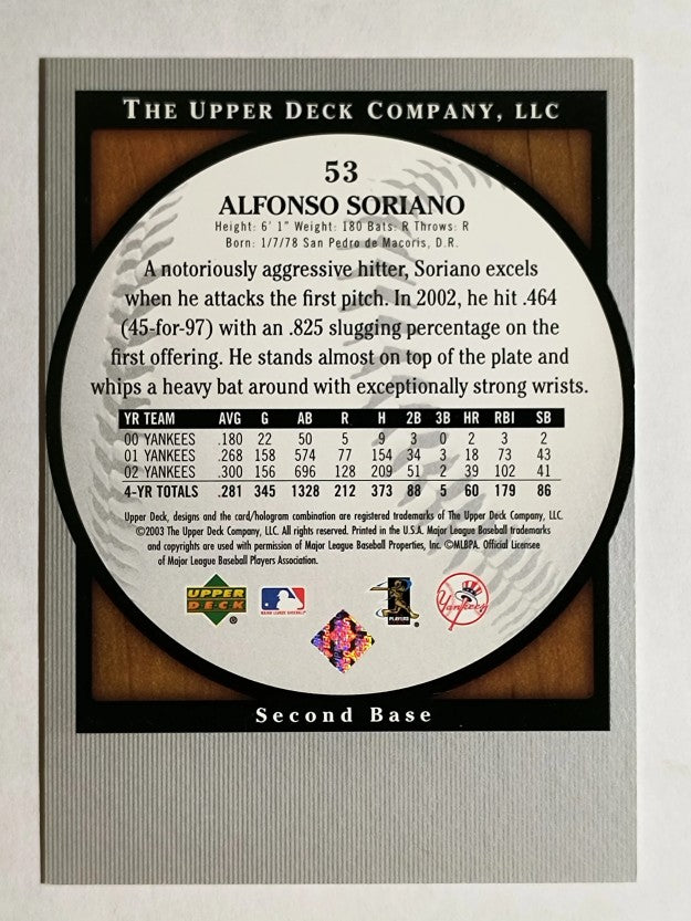 2003 Upper Deck Standing O #53 Alfonso Soriano