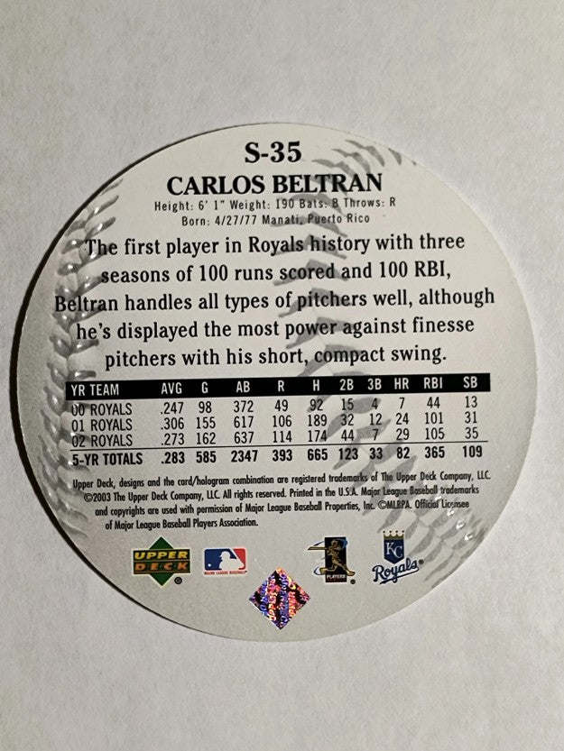 2003 Upper Deck Standing O Die Cuts #35 Carlos Beltran