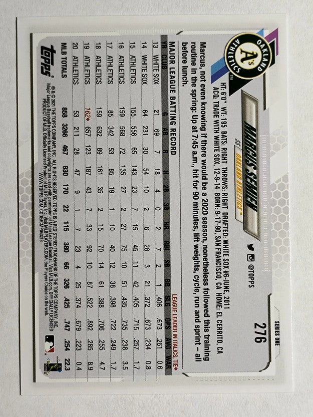 2021 Topps #276 Marcus Semien