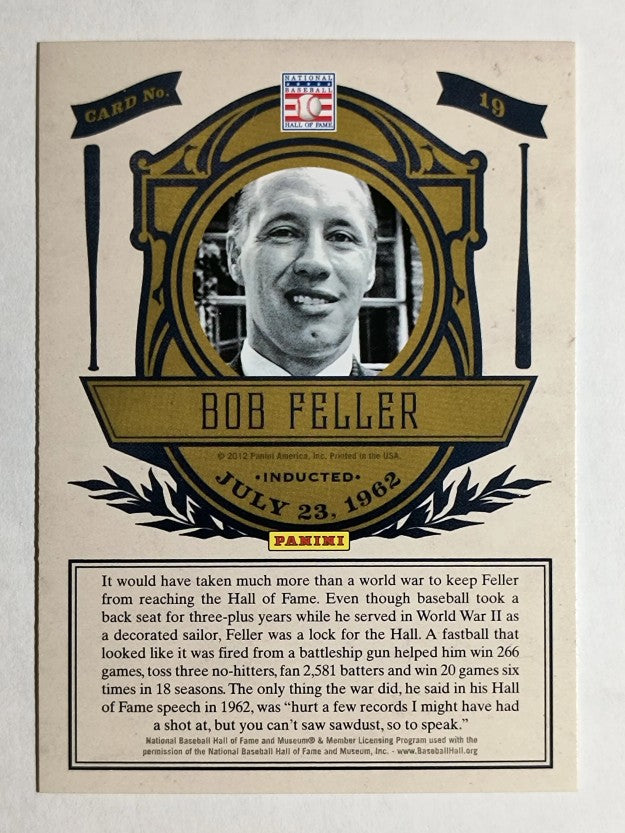 2012 Panini Cooperstown Induction #19 Bob Feller
