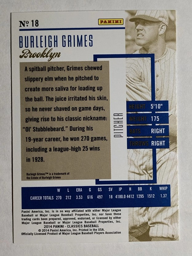 2014 Classics #18 Burleigh Grimes