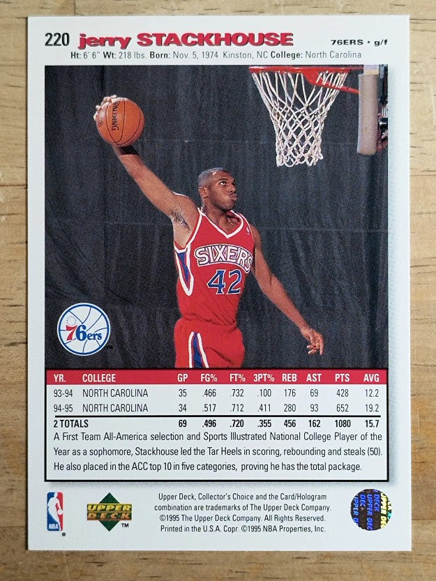 1995-96 Collector's Choice #220 Jerry Stackhouse RC