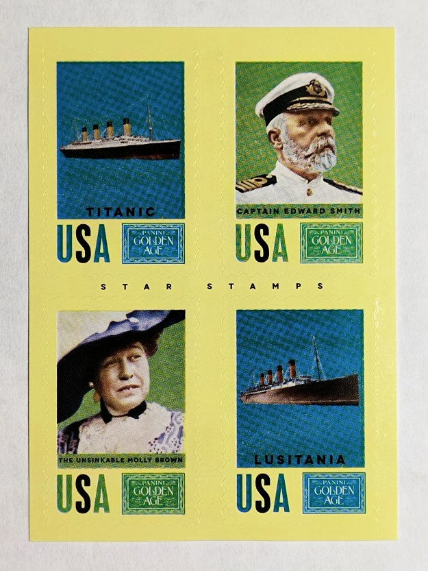 2014 Panini Golden Age Star Stamps Titanic/Captain Smith/Molly Brown/Lusitania