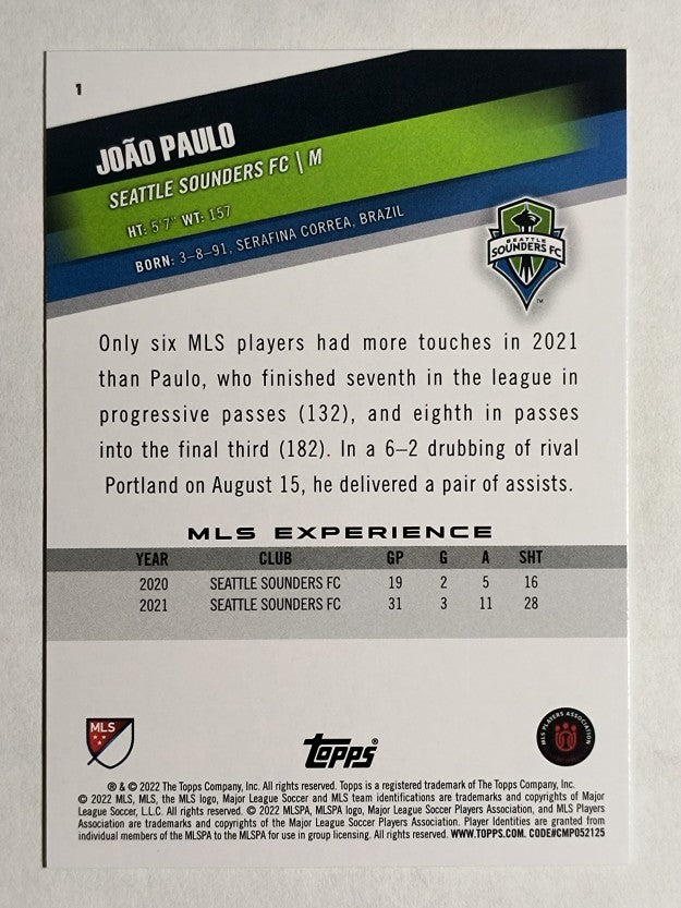 2022 Topps MLS #1 Joao Paulo