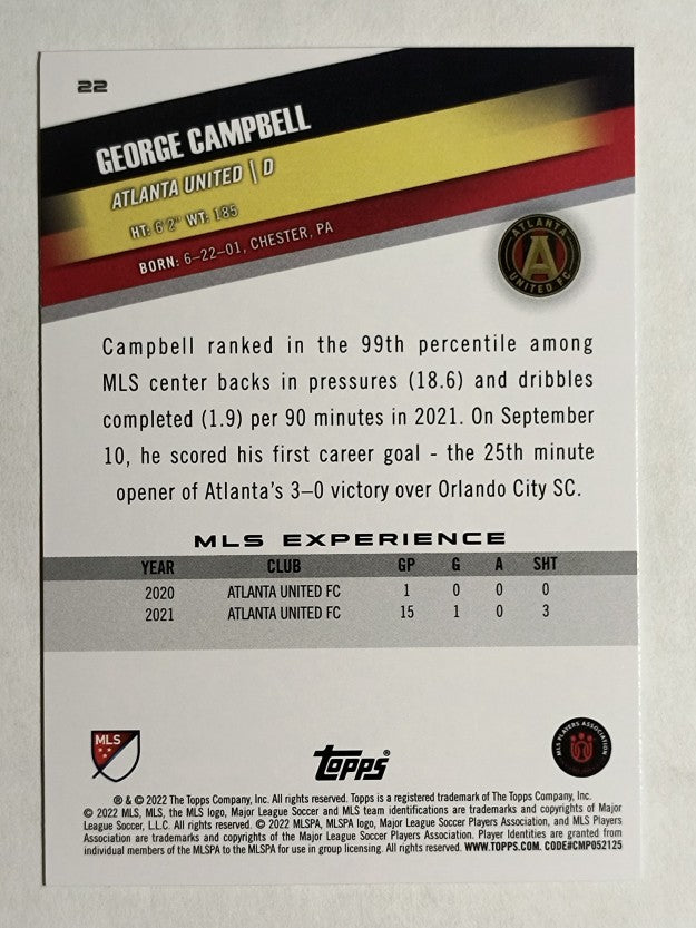 2022 Topps MLS #22 George Campbell