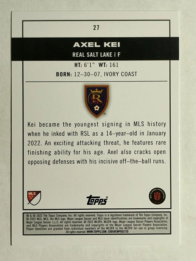 2022 Topps MLS #27 Axel Kei PP