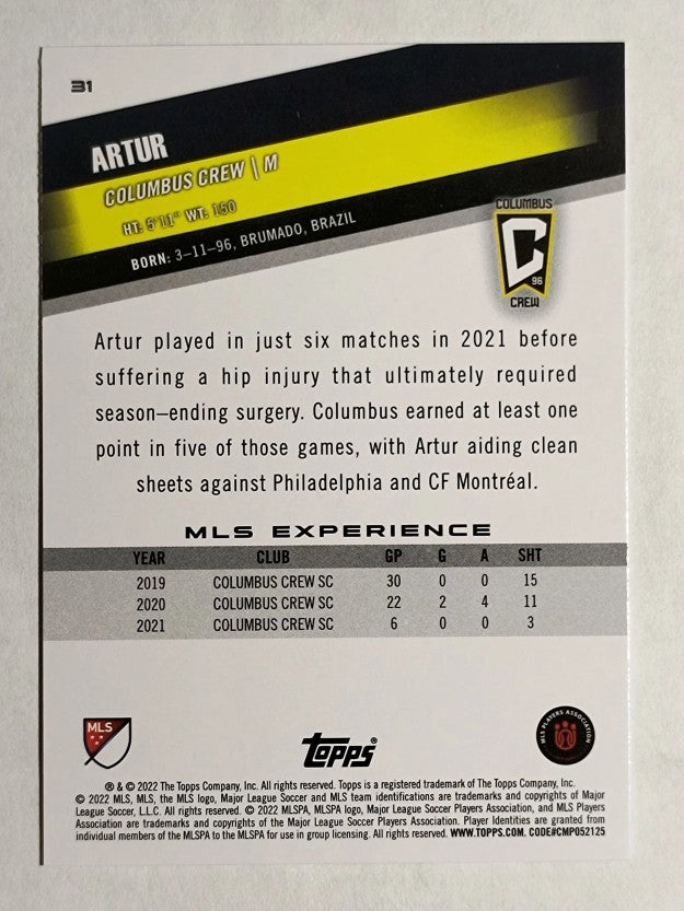 2022 Topps MLS #31 Artur