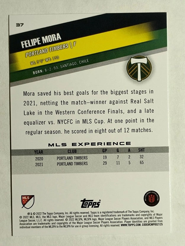 2022 Topps MLS #37 Felipe Mora