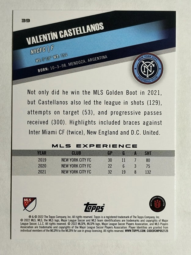 2022 Topps MLS #39 Valentin Castellanos
