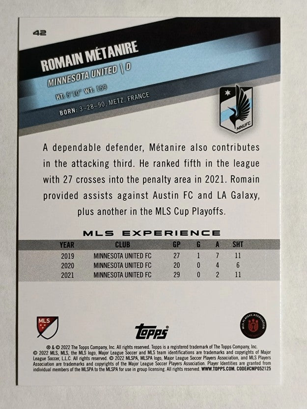 2022 Topps MLS #42 Romain Metanire