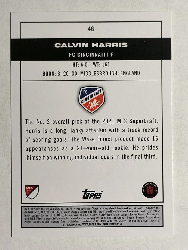 2022 Topps MLS #46 Calvin Harris PP