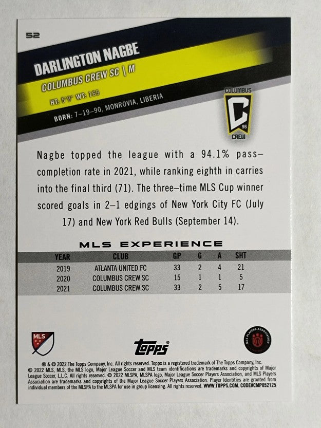 2022 Topps MLS #52 Darlington Nagbe