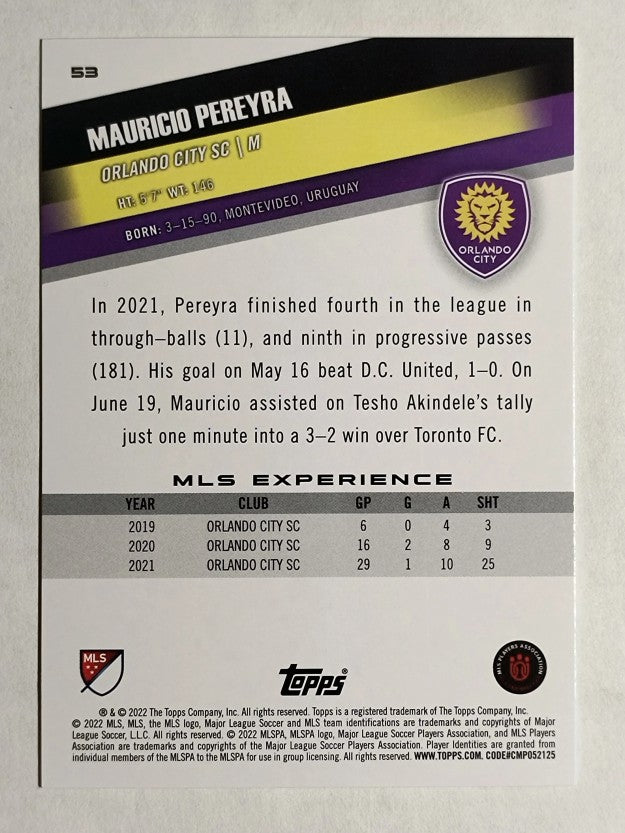 2022 Topps MLS #53 Mauricio Pereyra