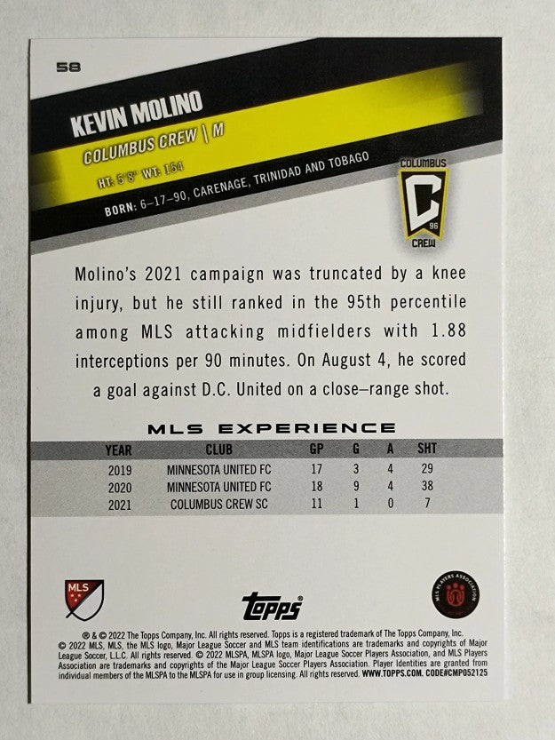2022 Topps MLS #58 Kevin Molino