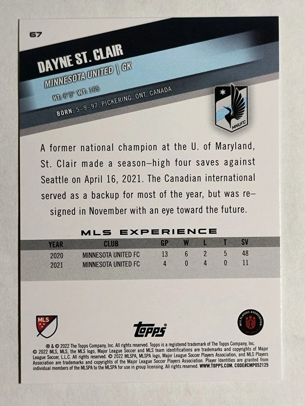 2022 Topps MLS #67 Dayne St. Clair