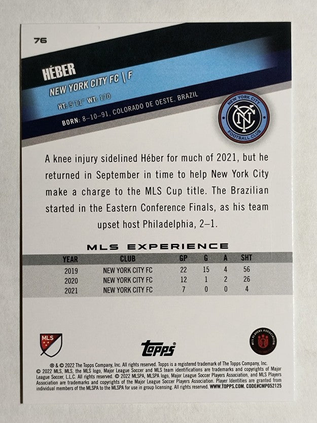 2022 Topps MLS #76 Heber