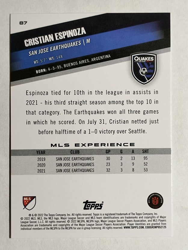 2022 Topps MLS #87 Cristian Espinoza