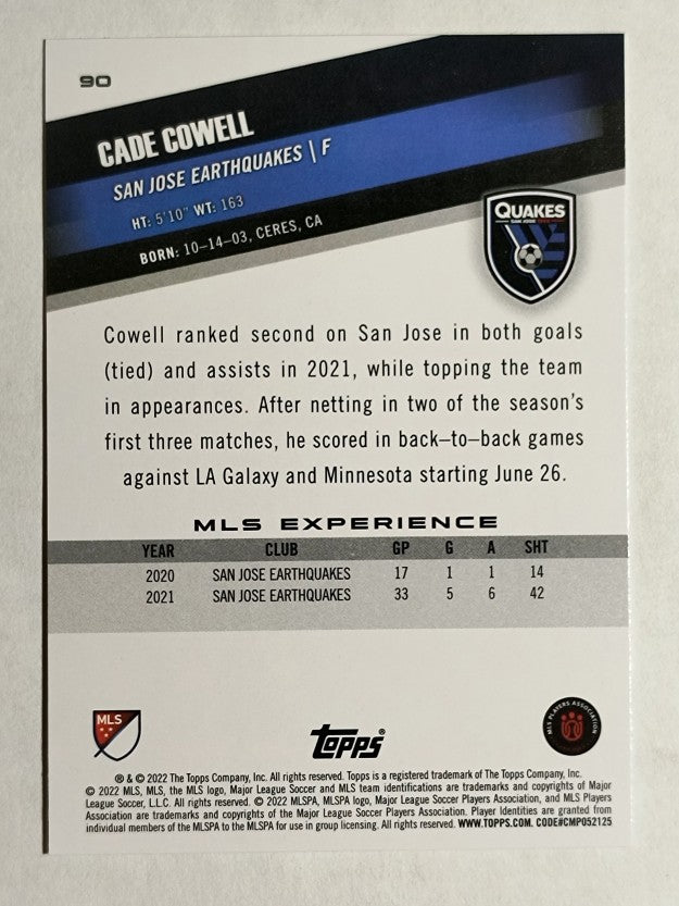 2022 Topps MLS #90 Cade Cowell