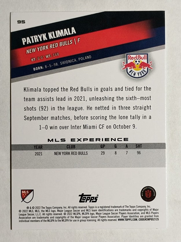2022 Topps MLS #95 Patryk Klimala