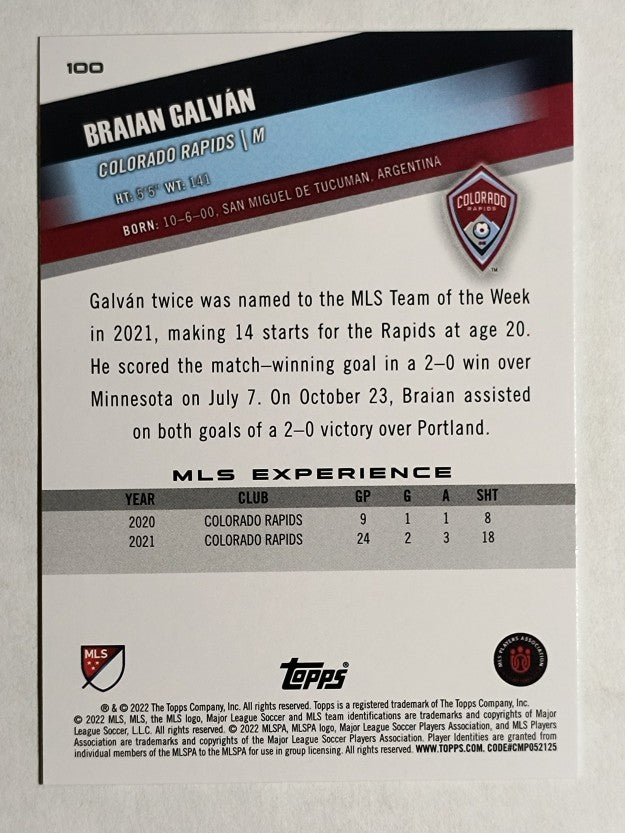 2022 Topps MLS #100 Braian Galvan