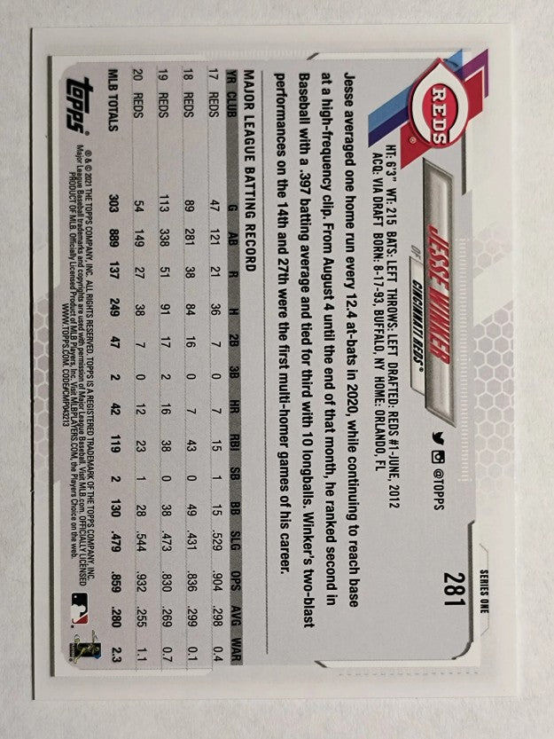 2021 Topps #281 Jesse Winker