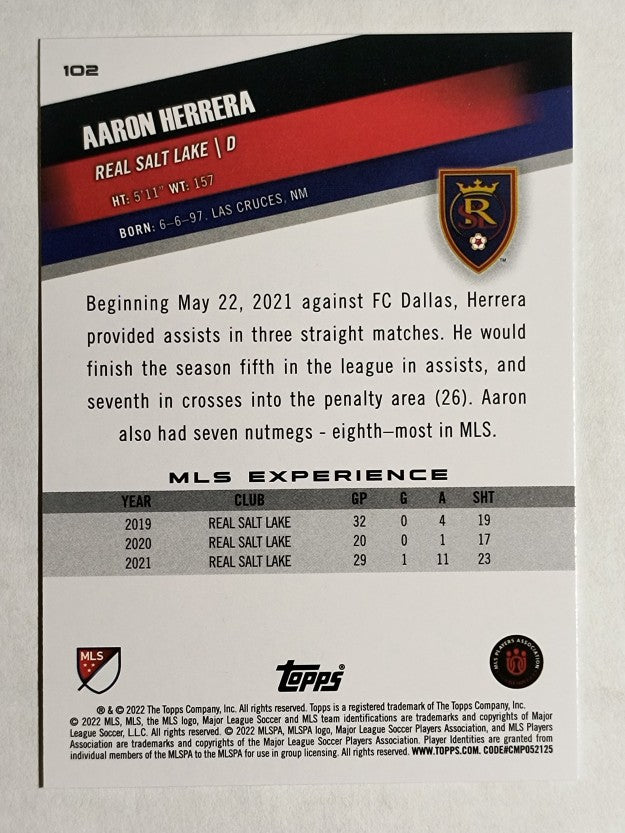 2022 Topps MLS #102 Aaron Herrera