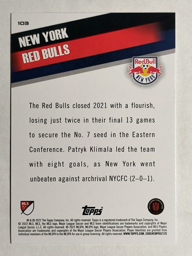 2022 Topps MLS #103 New York Red Bulls